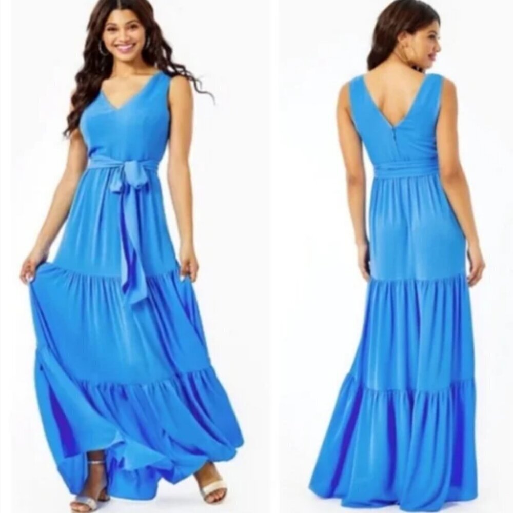 Lilly Pulitzer Size 2 Sleeveless Maurine Maxi Dress in Blue Thistle